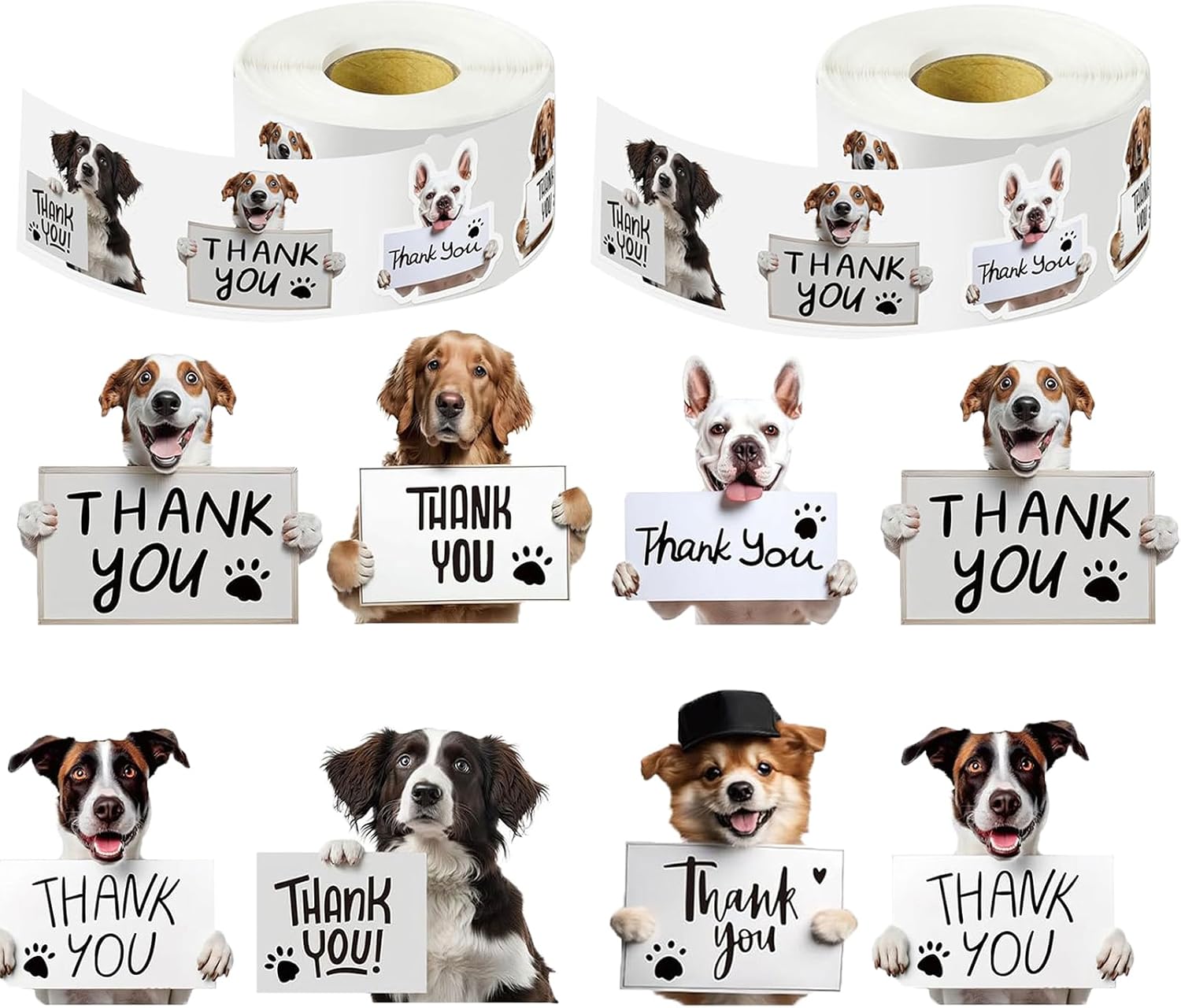 Dog Thank You Stickers,1000pcs 1.5 Inch Eye-Catching Packaging Label Stickers Self-Adhesive Labels for Envelopes Gift Wrap Craft (Dog)