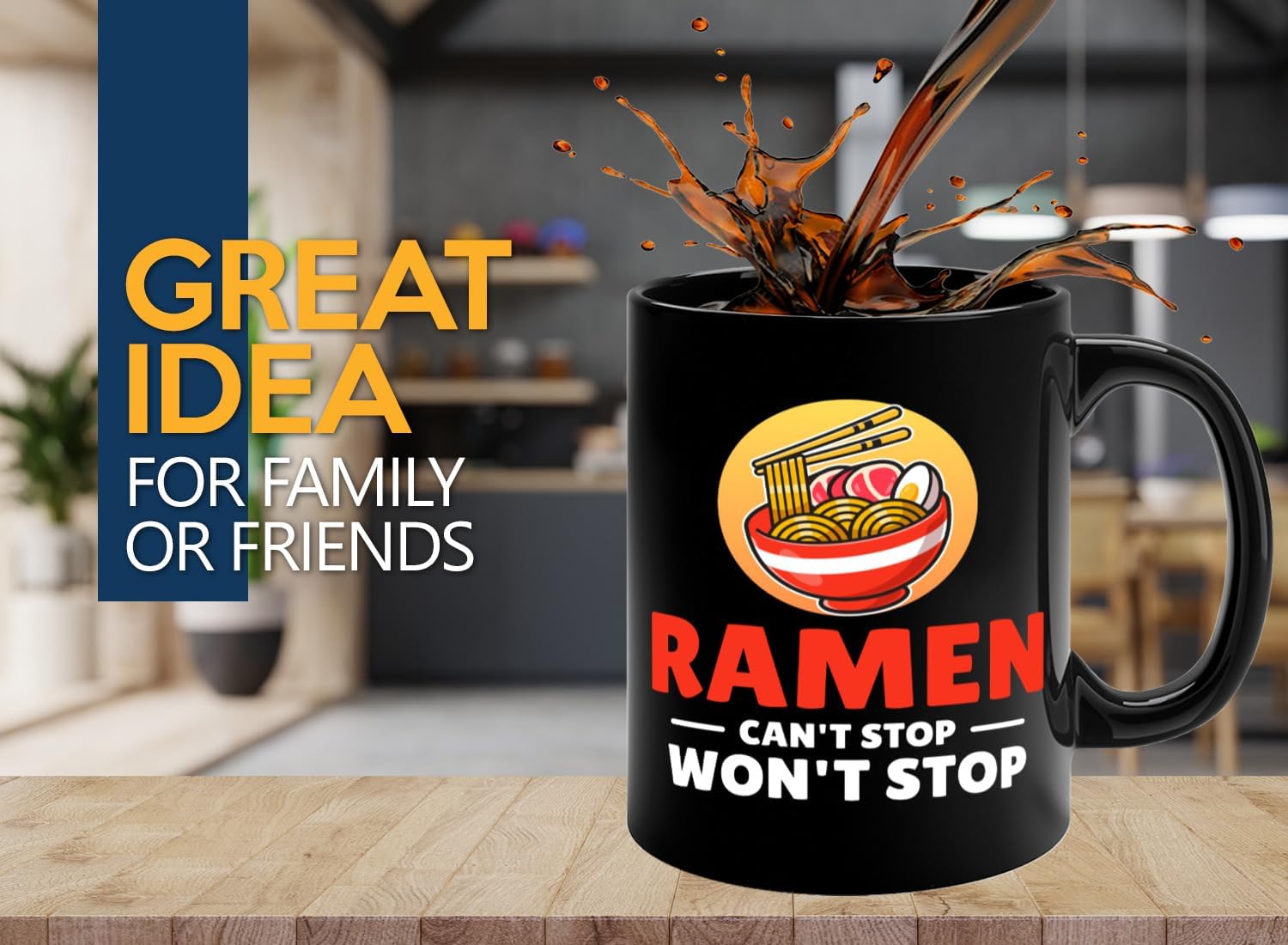 Ramen Lover Coffee Mug 11oz Black -Cant stop wont - Food Lovers chicken pumpkin vegan pantry spicy noodles image 2