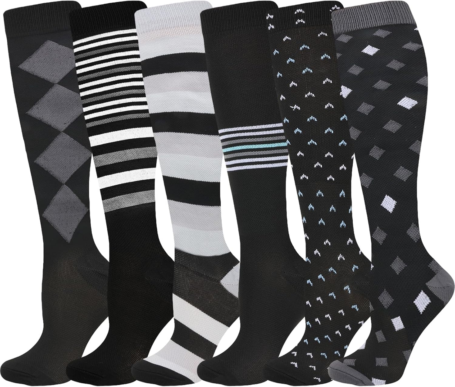 6 Pairs Compression Socks for Women & Men –, Ideal for Running, Cycling, Sports & Everyday Comfort