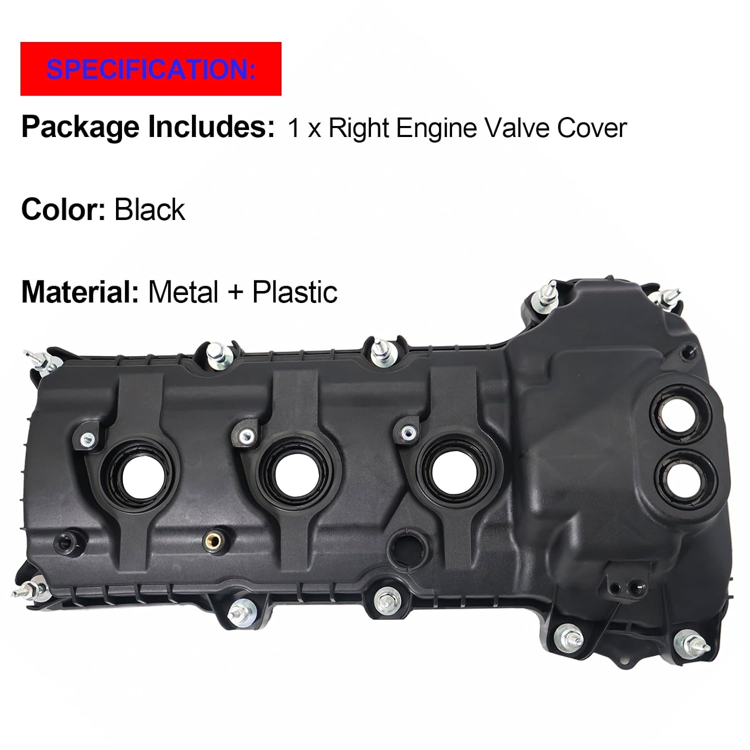 SMMS Right Engine Valve Cover with Gasket and Bolt for Ford F-150, for Explorer, for Edge, for Taurus, for Mustang, for Lincoln MKX V6 3.5L 3.7L 2011-2019 Replaces OE: BR3Z6582G