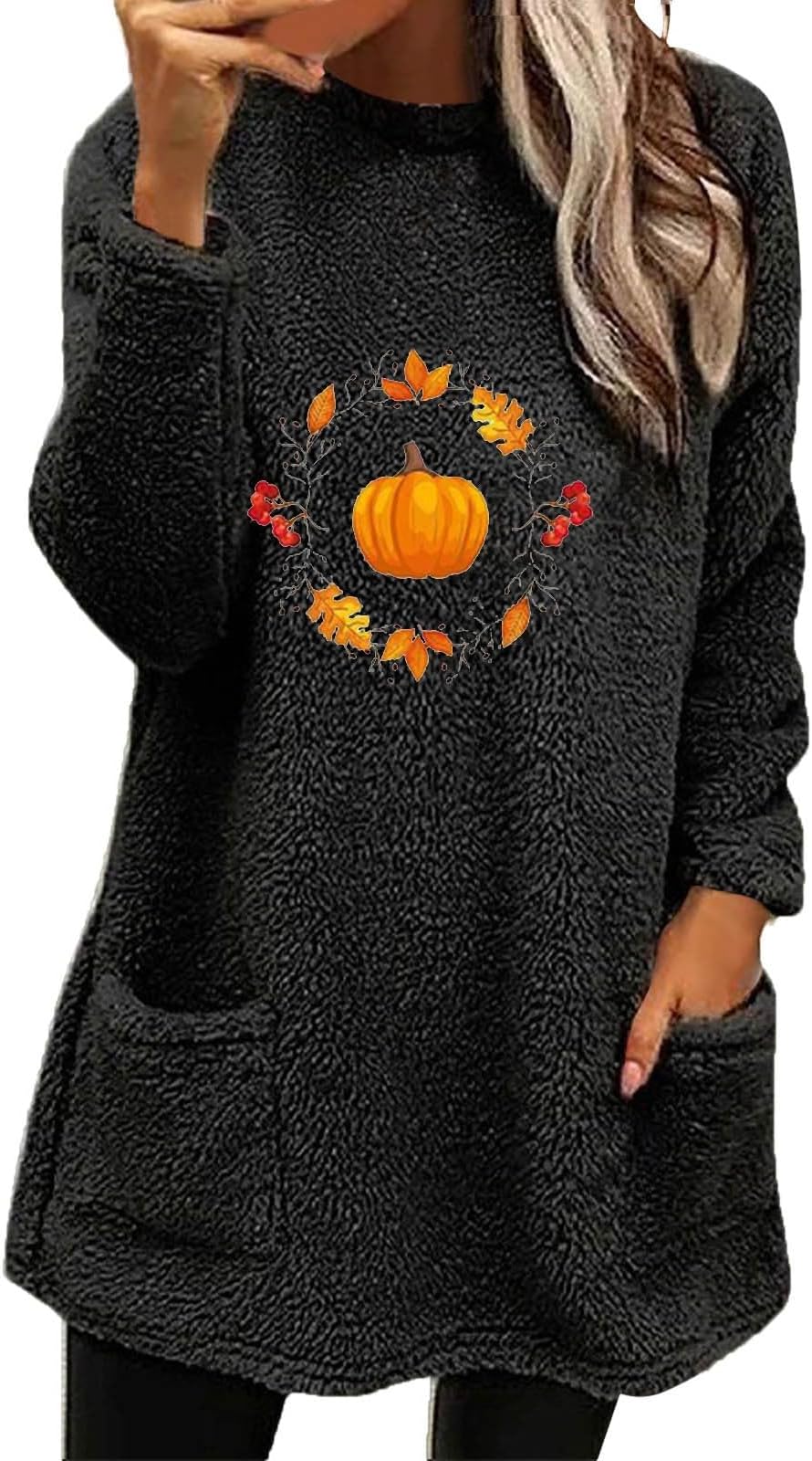 Hoodies for Women Fleece Linend Warm Sweatshirt Hoodies Long Sleeve Tunic Pullover with Pockets Warm Winter Hoodies