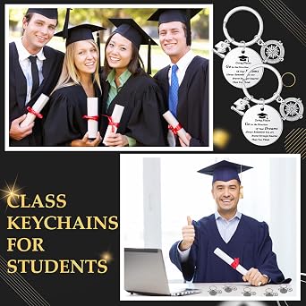 Sasylvia 12 Pcs 2026 Graduation Compass Keychain Bulk Inspirational Gift with Quote Go in The Direction of Your Dream