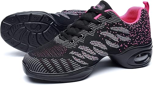 Miniatura 6 de Zapatos de jazz para mujer, con cordones, transpirables, con amortiguación de aire, suela dividida, atléticos, para caminar, bailar, plataforma