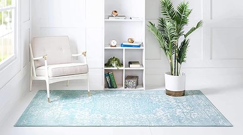Miniatura 4 de Unique Loom Richmond Collection - Alfombra de área con medallón (7 pies 1 pulgada x 10 pies, rectangular, aguamarinamarfil)