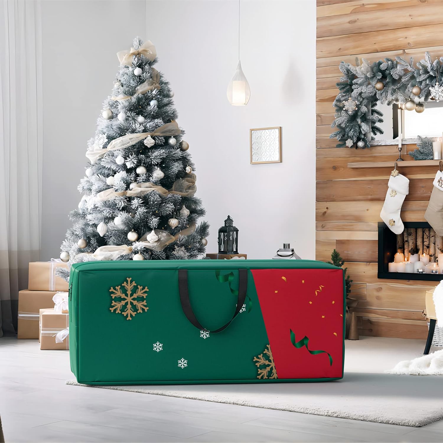 Christmas Tree Storage Bag, 7.5 ft Christmas Tree Bags - Heavy Duty 600D Polyester Oxford with Reinforced Handles and Dual Zippers Wide Opening, Extra Large Storage Container for Trees and Decorations