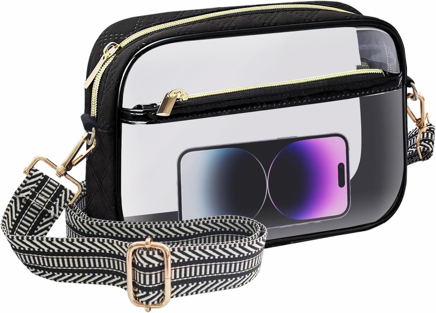 MOVOYEEMOVOYEE Clear Bag Stadium Approved Crossbody Bags Cute Clear Purses for Women Men Concerts Sports Travel Work Shoulder Bag