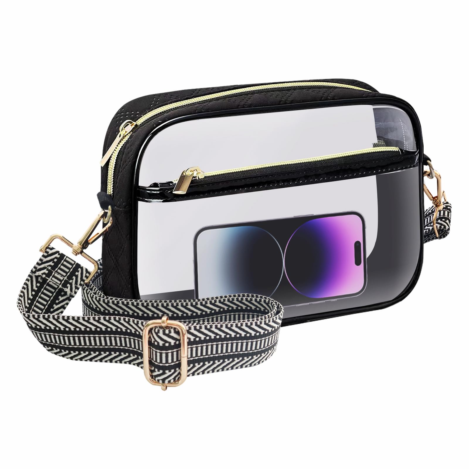 MOVOYEEMOVOYEE Clear Bag Stadium Approved Crossbody Bags Cute Clear Purses for Women Men Concerts Sports Travel Work Shoulder Bag