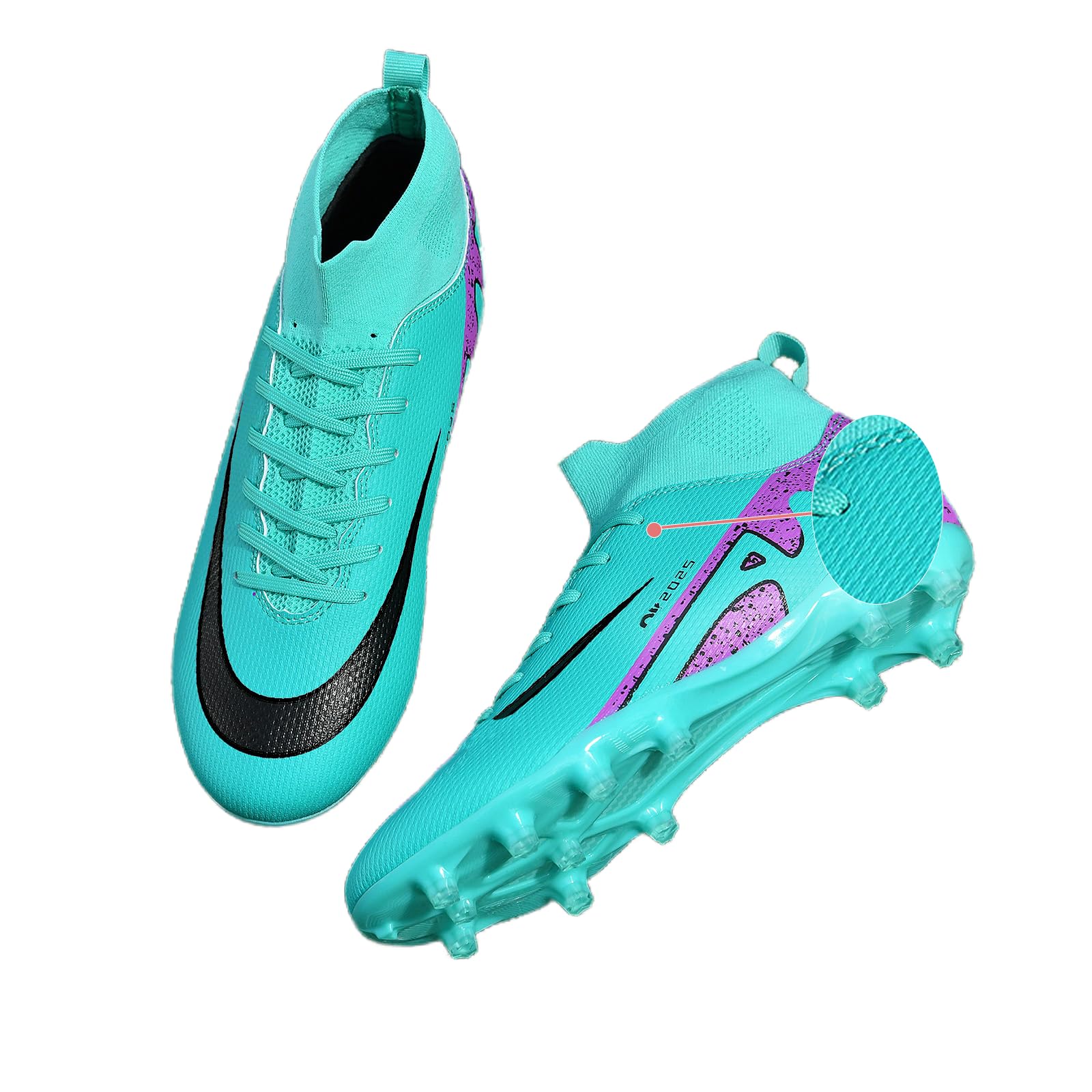 Mens High Top Soccer Cleats Womens Turf Football Shoes Boys - Main Image