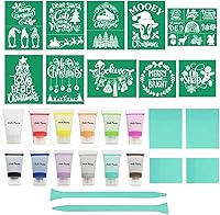 Vista 15 de DGAG - Plantillas de pantalla de seda autoadhesivas de Navidad, plantillas de serigrafía Hope Love Peace para manualidades, plantillas de pasta