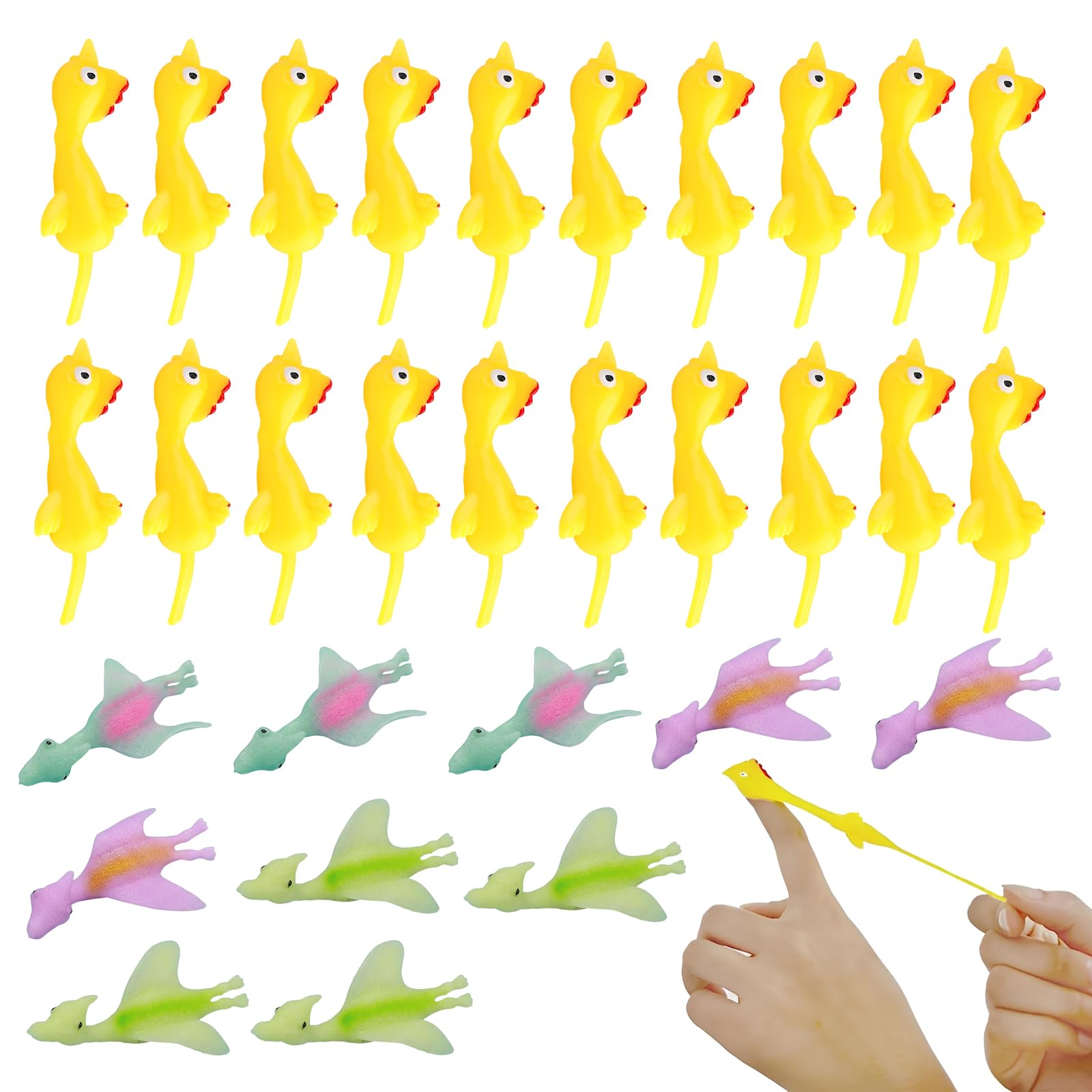 Lot De 26 Poulets Frondeurs – Jouet Catapulte Doigt Extensible TPR – Lance-Pierre Poulet Volant – Cadeau Farce Anniversaire Pâques Enfant