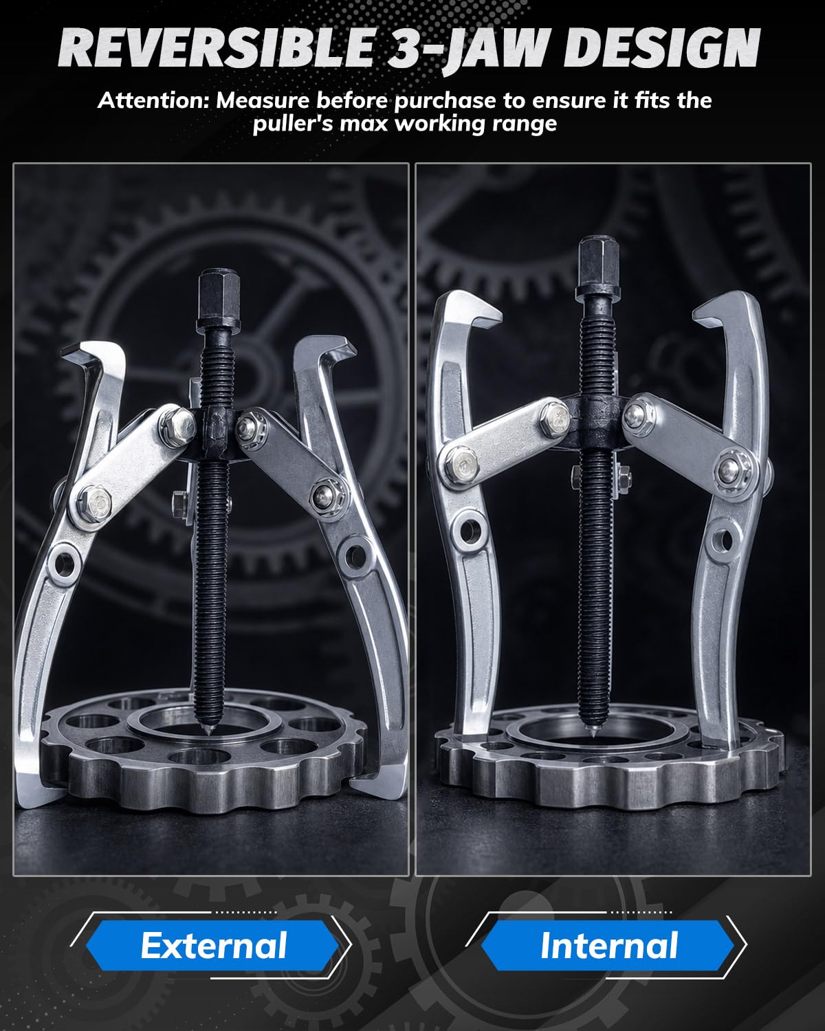 Juego Extractor de Rodamientos y Engranajes de 3" 4" 6" 8" de Acero Cr-V