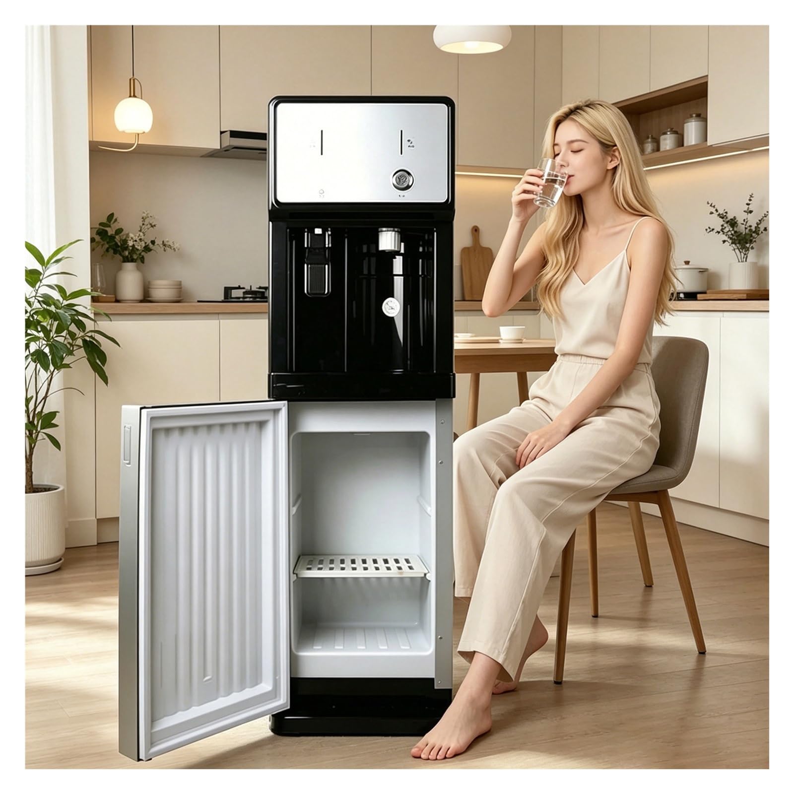 Dispensador De Agua Consumo Directo, Dispensador De Agua Fria con Conexión A La Red Eléctrica, Se Calienta En 3 Segundos, 3 Ajustes Temperatura, Enfriador Des Agua Des Pie, Doméstico, Empresas