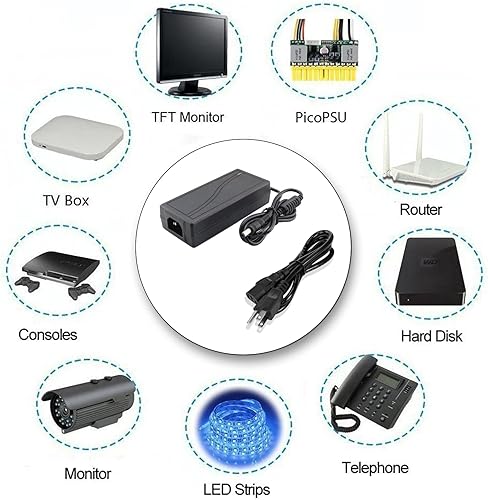 Miniatura 6 de HOUHUI Regulador convertidor de adaptador de fuente de alimentación de 12 voltios y 6 amperios, adaptador de 12 V CACC con enchufe de CC de 0.217 in