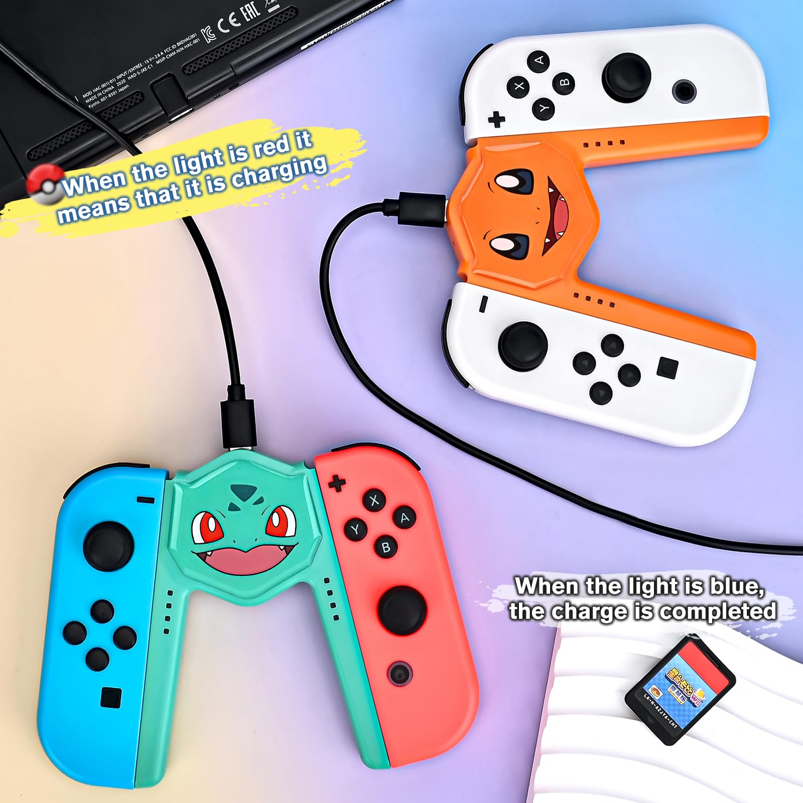 DLseego Poignée pour joycon OLED, Mignonne et Portable, en Forme de V, Plug and Play, Verte