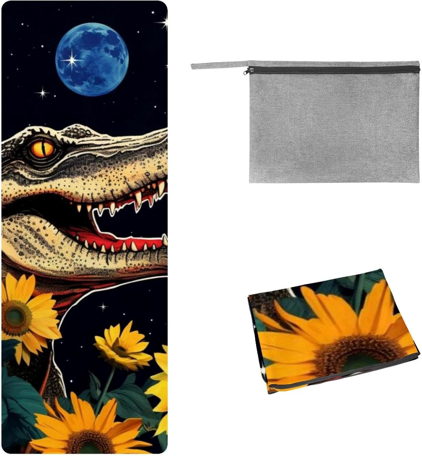 Yoga Towel, Crocodile Star Sunflower Non Slip Sweat Absorbent Hot Yoga Mat Towel for Hot Yoga, Pilates and Fitness - 72.8" x 26.8"
