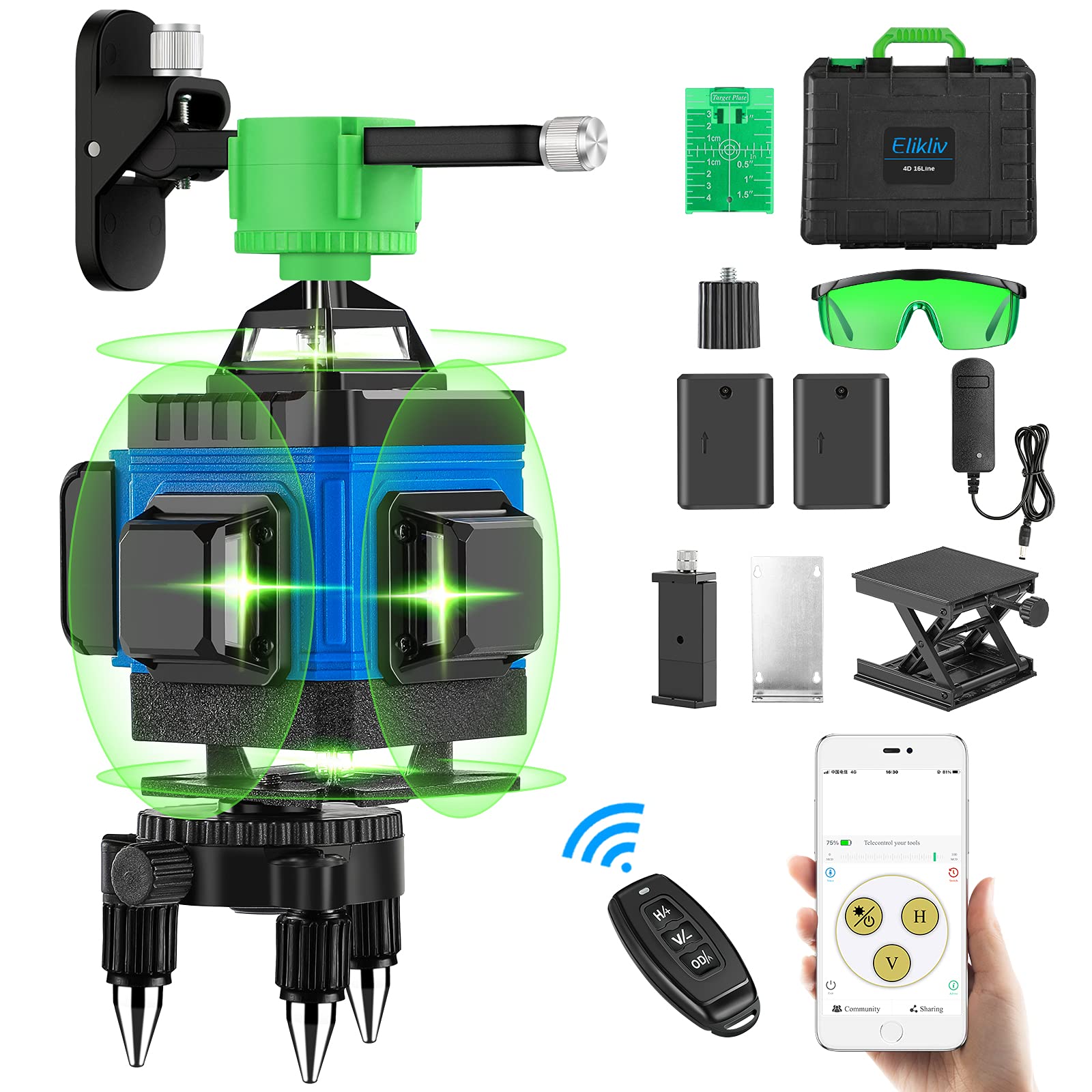 Buy Selfleveling Laser Level, Elikliv Green Beam 4D FourPlane