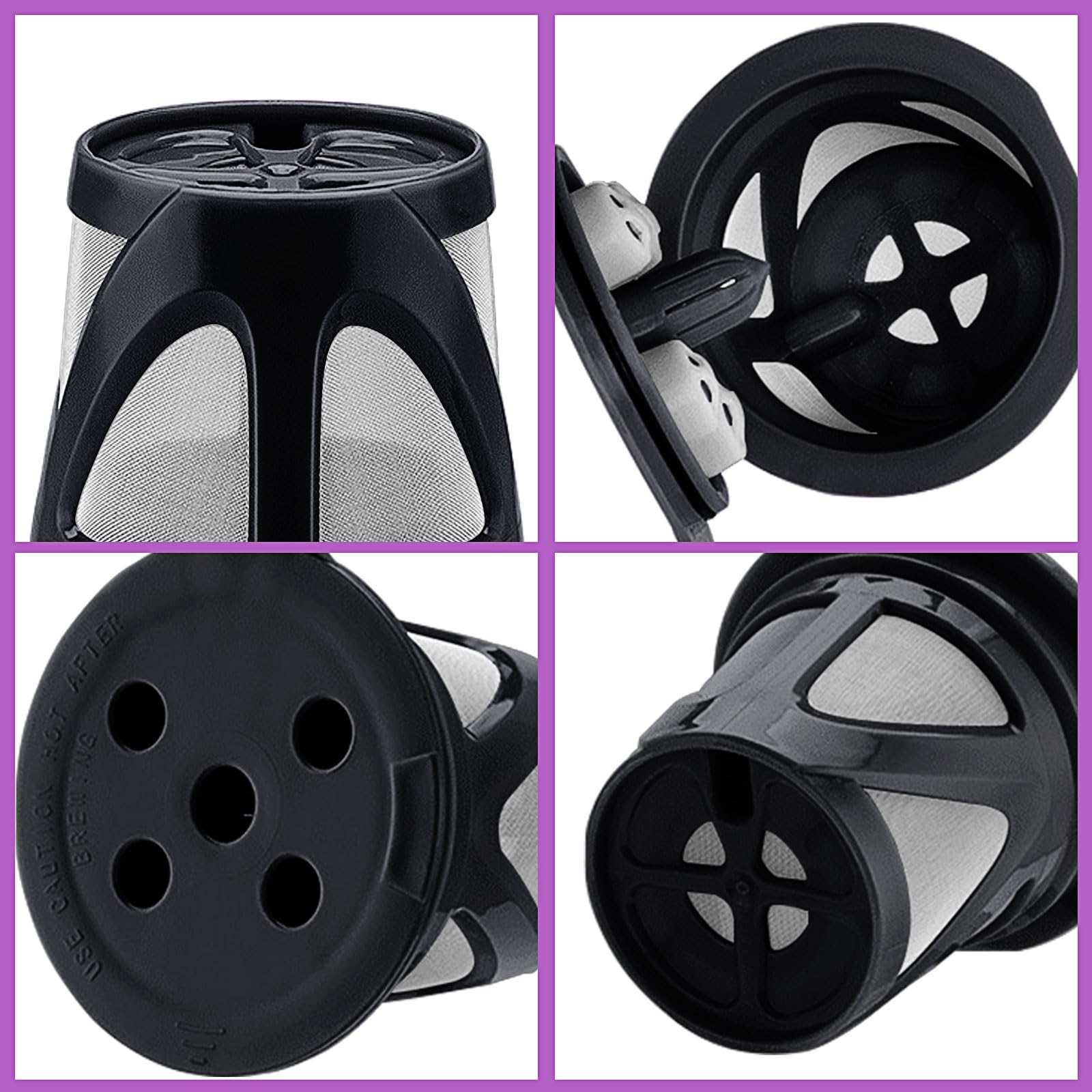 Filtros reutilizables de acero inoxidable, paquete de 4 tazas K de malla con cuchara y cepillo, accesorios de café ecológicos para elaboración casera