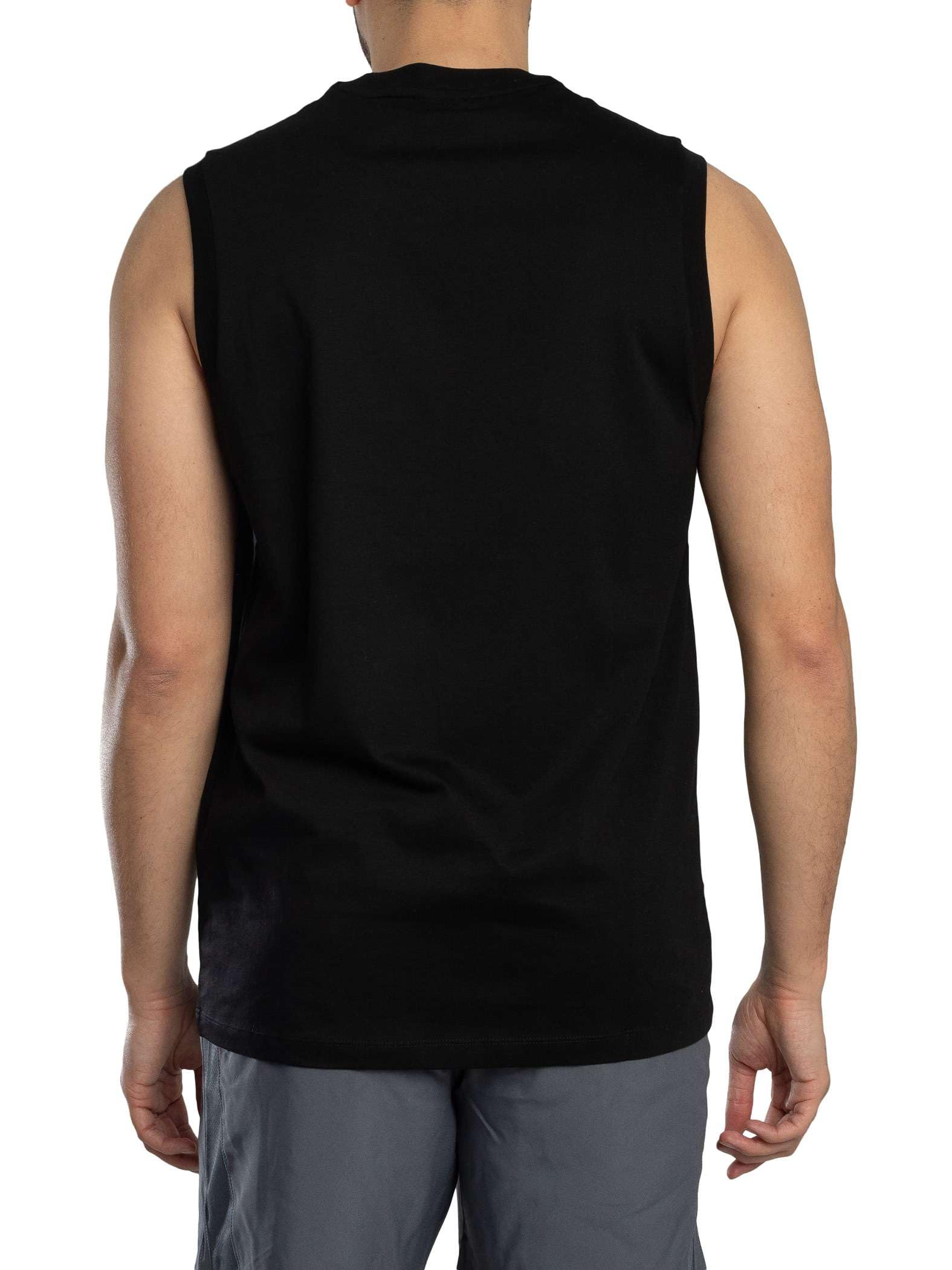 Męska koszulka bez rękawów Armani Exchange Relaxed Fit z logo na piersi, czarna
