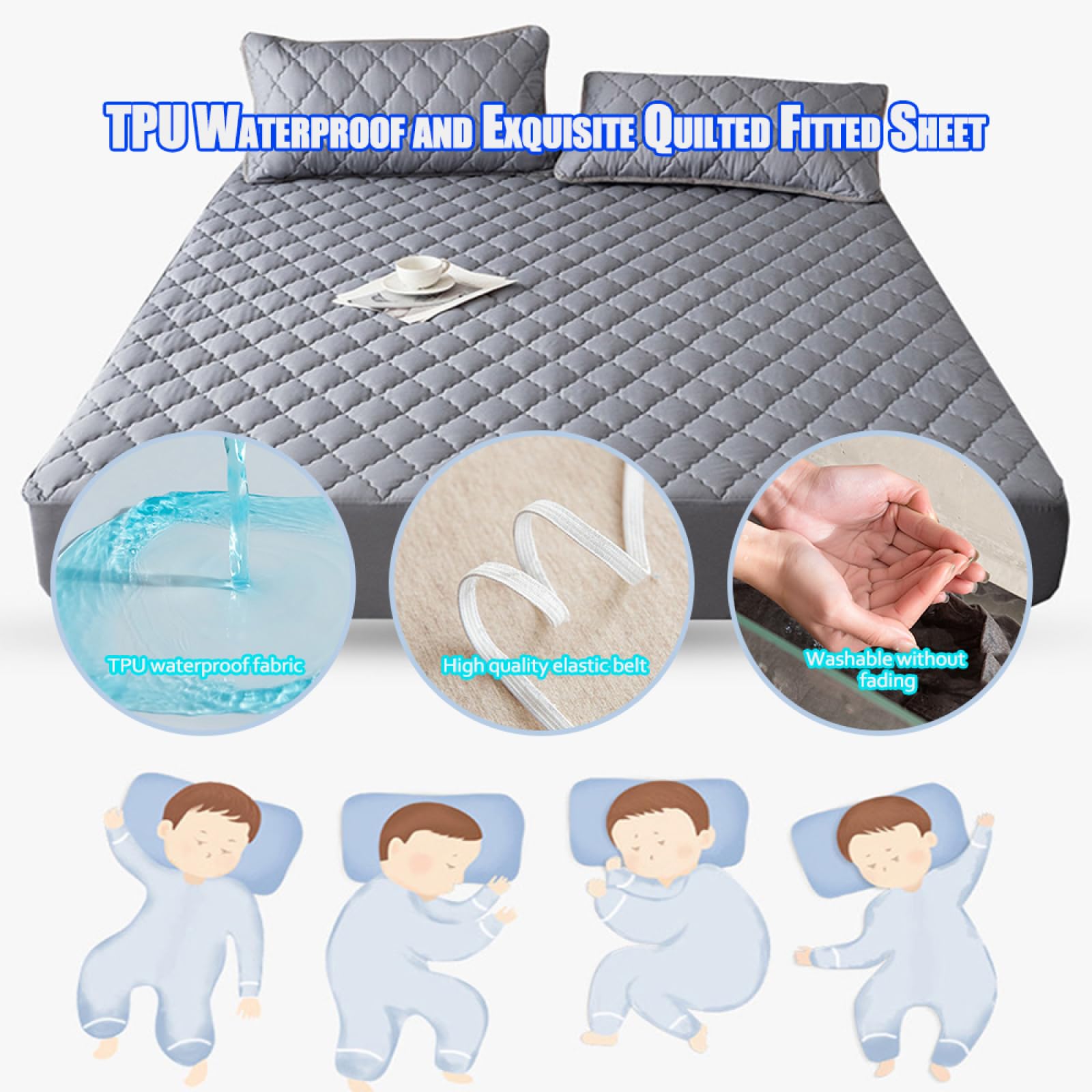 Sábana bajera ajustable de microfibra cepillada impermeable de 48 x 74 cm, protector de colchón suave que no se agrieta, máxima comodidad y durabilidad para personas que duermen