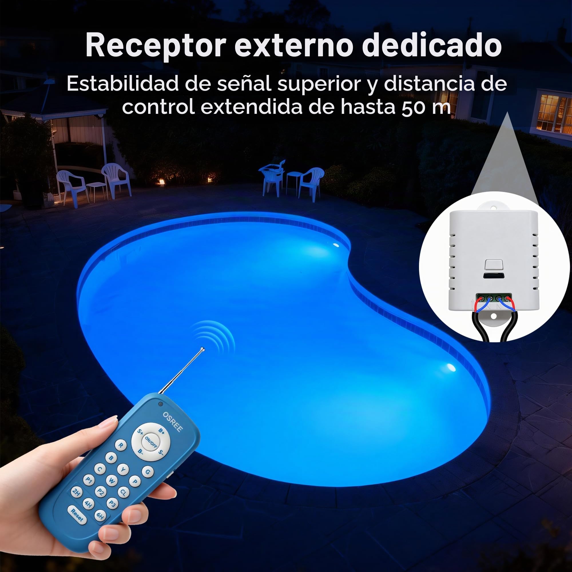 Foco Piscina LED PAR56 Sumergible, 30W RGB Lámpara de Piscina Regulable Cambio Color 1200lm, Temporizador 2/4/6H, Acero Inoxidable 316 Iluminación para Piscinas con Remoto, 12V AC