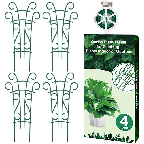 Plant Trellis for Potted Plants 4 Pack Stackable Indoor Outdoor Climbing Houseplant Support with Garden Wire for Pothos Hoya Ivy Flower