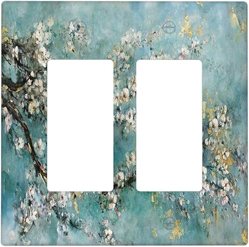 Miniatura 215 de Placa de pared de tortugas marinas, hierba oceánica, medusas, peces y algas marinas, placa de pared de doble palanca, cubierta de interruptor de luz