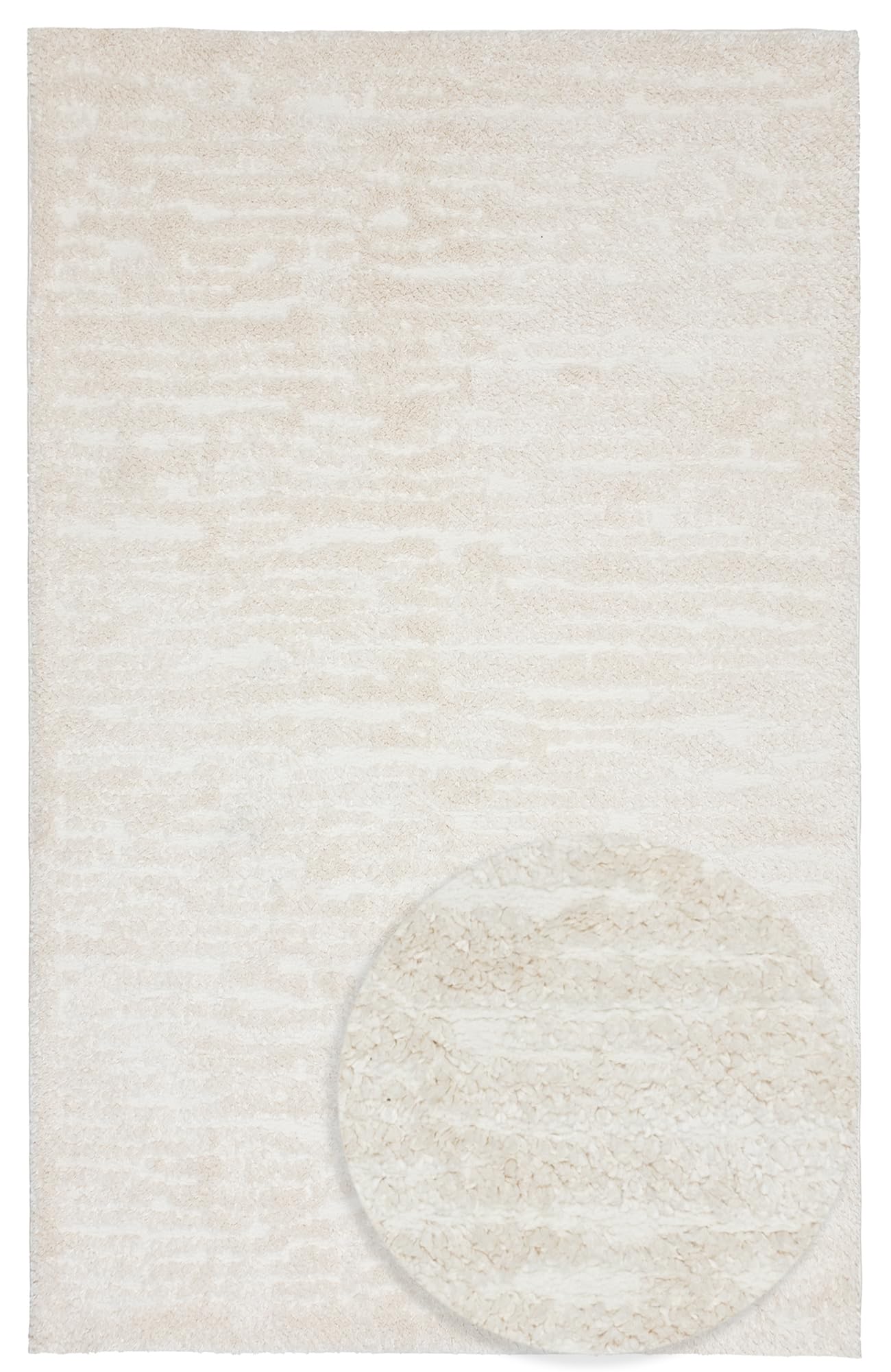 Alfombra Salón Pelo Alto - 120cm x 160cm - Bianco Unicolor - Motivo líneas Altas-Bajas - Efecto 3D - Tappeto Shaggy Dormitorio, Boho, Scandi