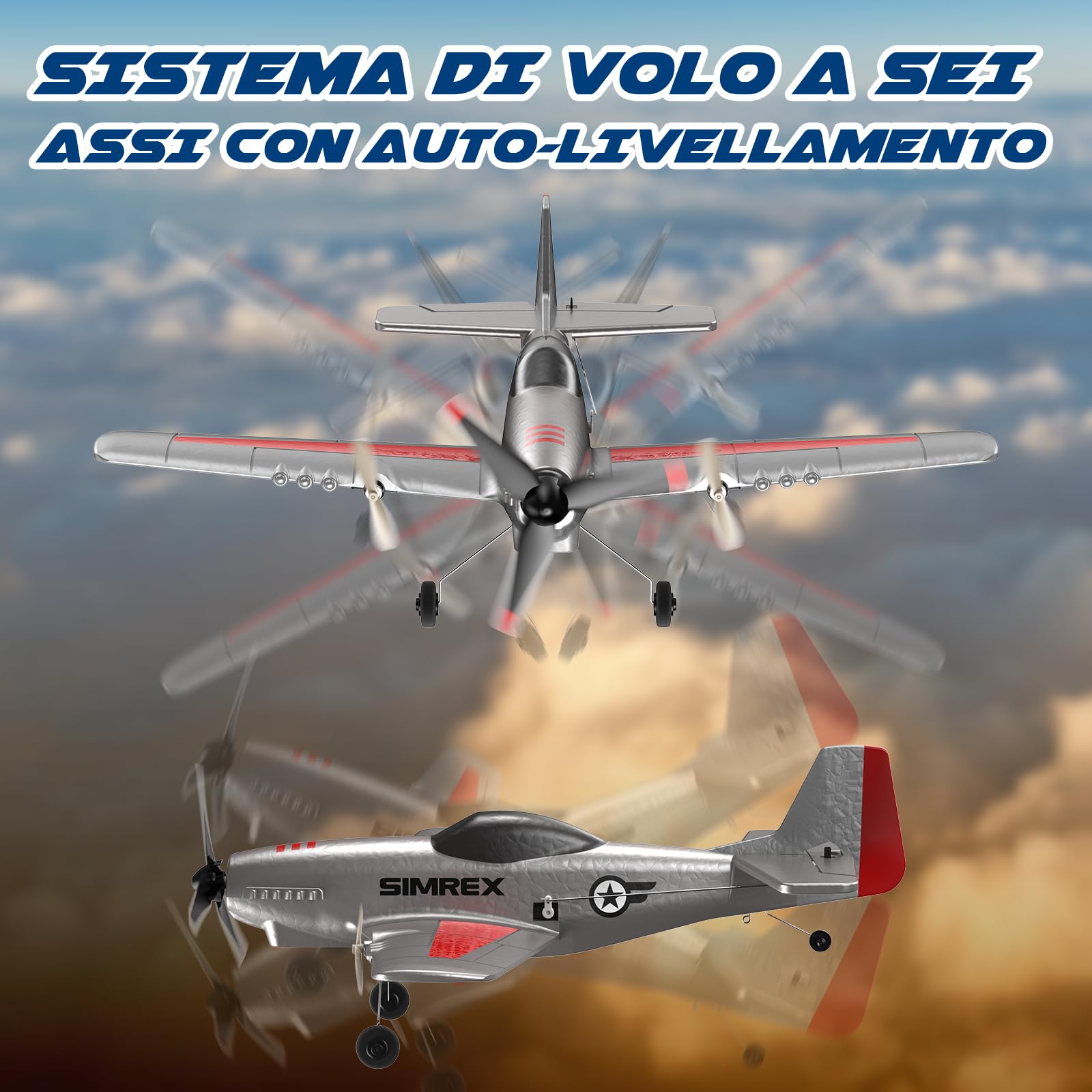 SIMREX TOY-2409 Aereo RC, aereo radiocomandato a 2,4 GHz con stabilizzatore giroscopico a 6 assi, aereo da radiocomando RTF in 3 canali per principianti, bambini e adulti