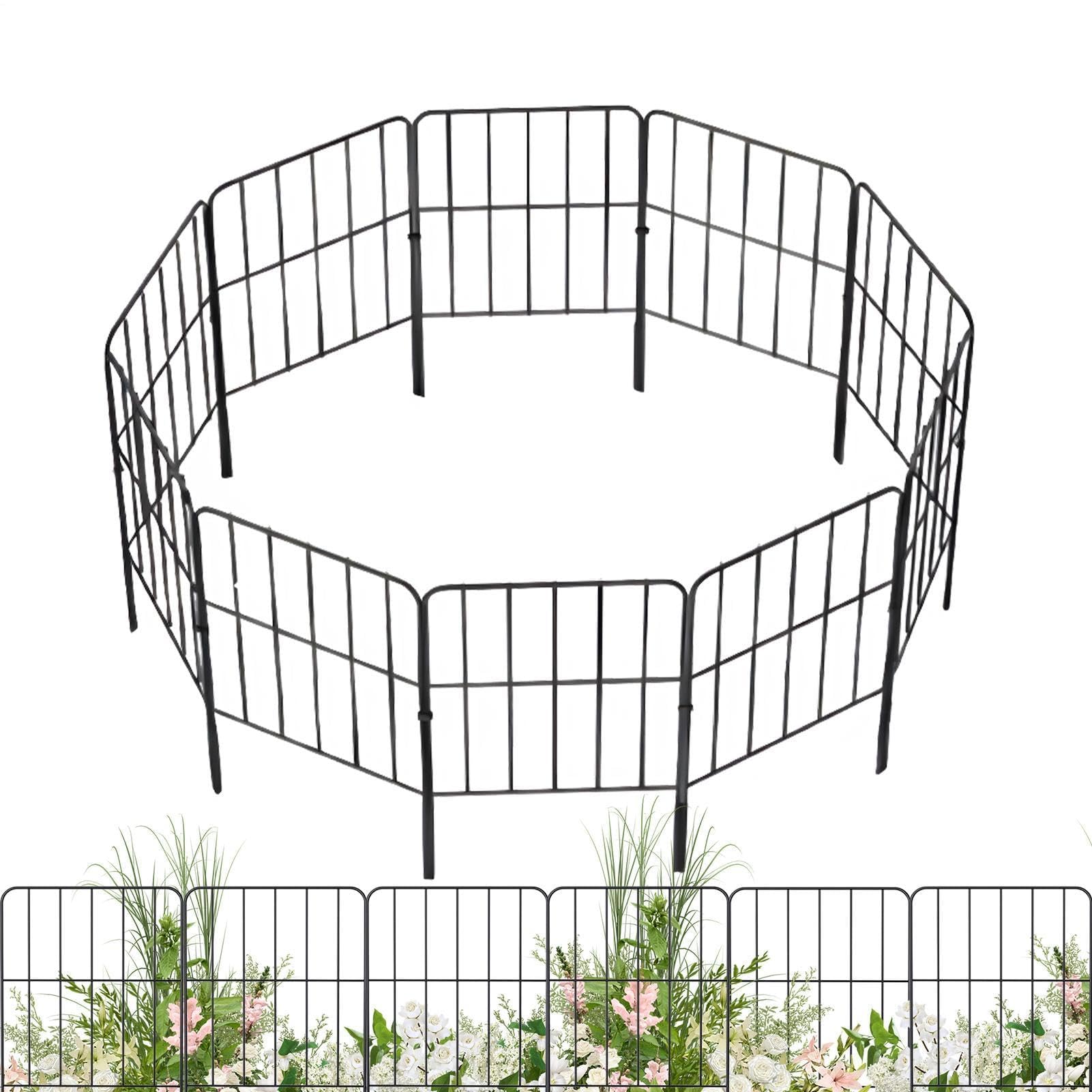 Valla decorativa de metal, 10 unidades, barrera de animales para jardín, patio, balcón, perro, protección de plantas y flores, valla de conejo al aire libre