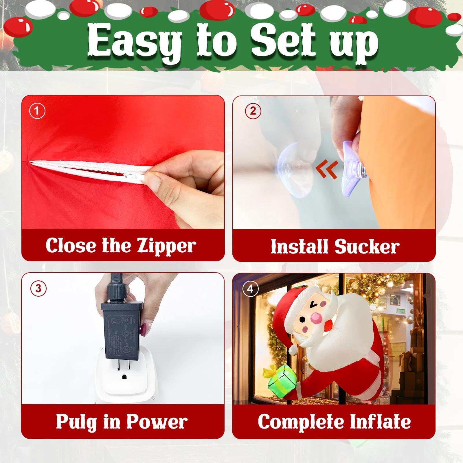 Babbo Natale Gonfiabile di Natale da 3,5 Piedi Che Si sporge dalla Finestra, Decorazioni Natalizie per Esterni Che Si gonfiano per la Decorazione del Prato di Capodanno