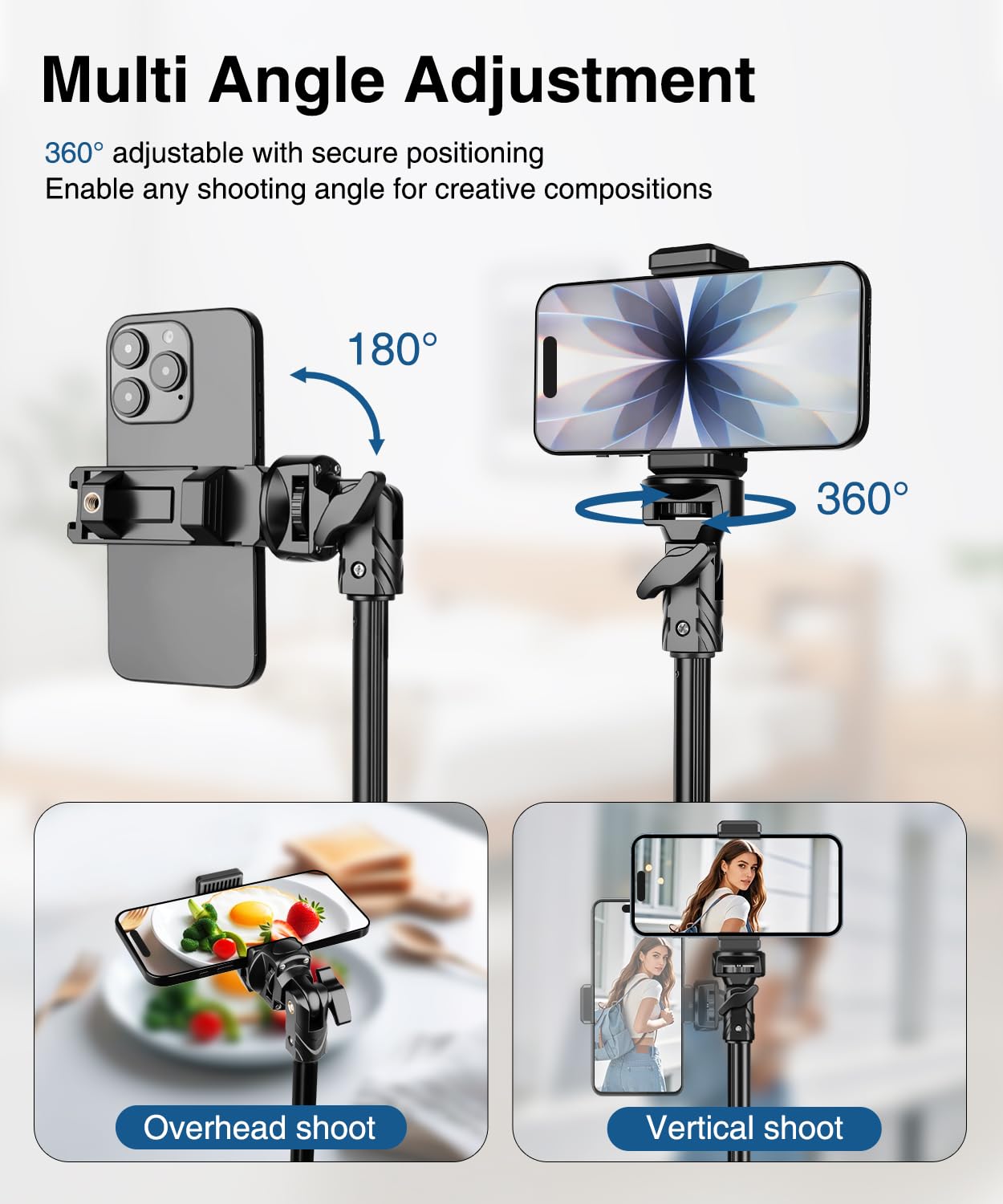 JOILCAN 200cm Statyw do Telefonu z Elastycznym Szwankiem 25cm i Pilotem, Aluminiowy Rozsuwany Lekki Statyw do Smartfona do iPhone 17/16/15/Pro Max, Przenośny Statyw do Aparatu Sony DSLR i Actioncams