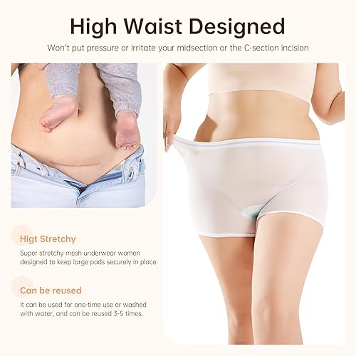 Miniatura 2 de Ropa interior posparto de malla, transpirable, de cintura alta, desechable, para mujer, bragas de malla elástica