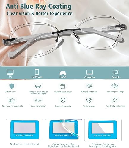 Miniatura 6 de SUNAMOY Lentes de lectura multifocal multifocales progresivos sin línea bifocal sin llanta lector luz azul lentes para computadora