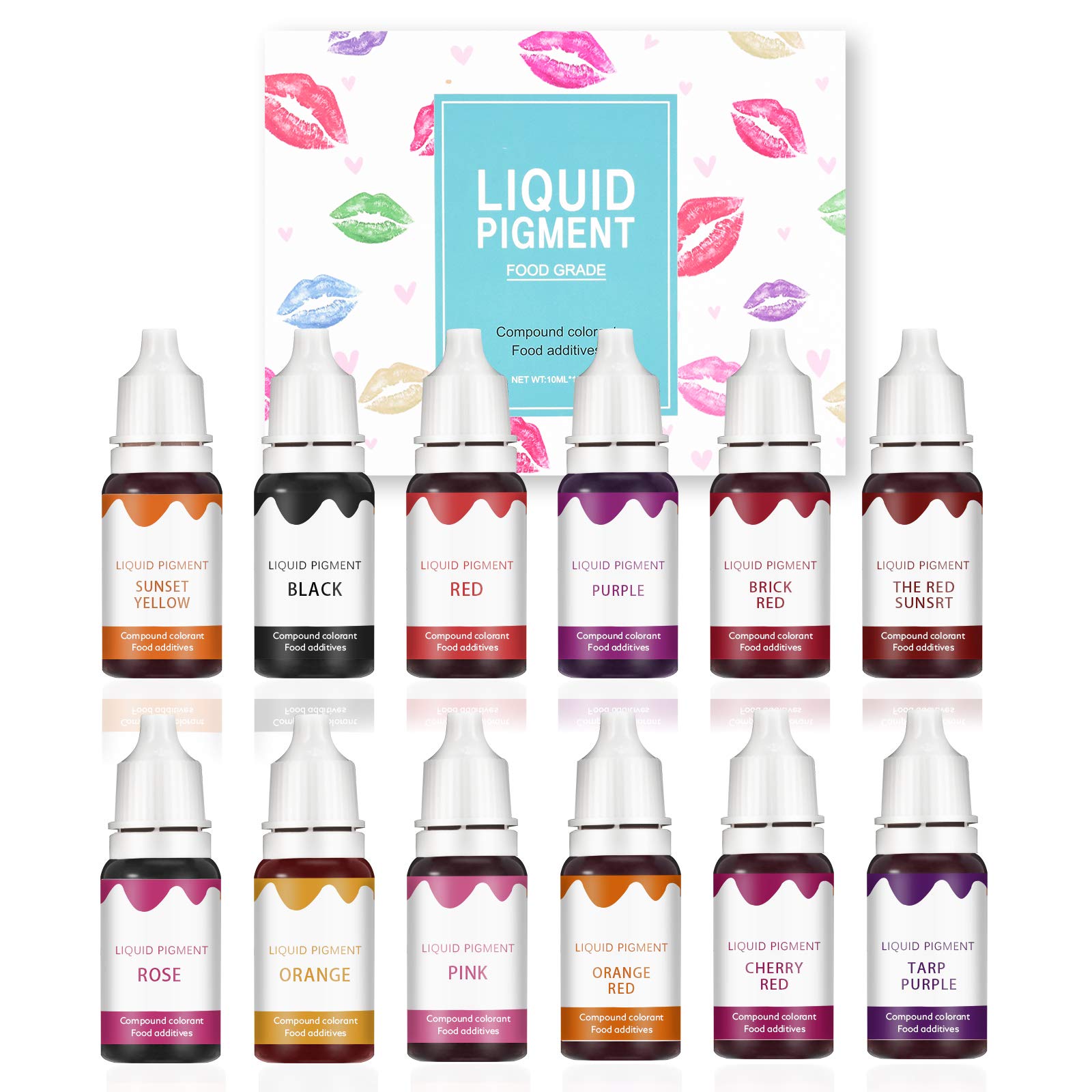 KYDA 12 Colors Lipstick Liquid Pigment Set,DIY Lip Gloss Pigment