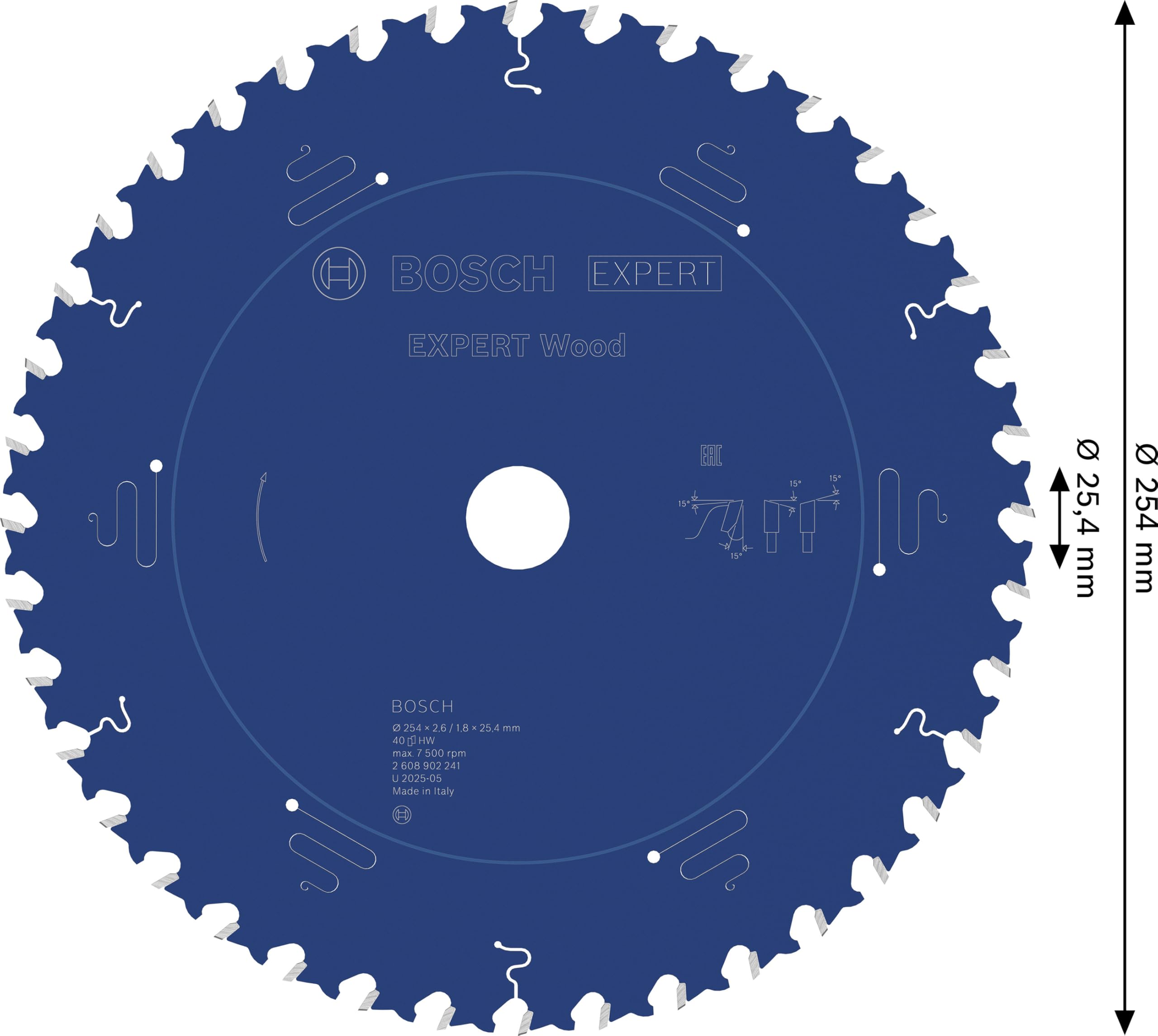 Bosch 1x Lama per sega circolare EXPERT per Wood cablata per seghe da banco (per Legno tenero, Legno duro, Ø mm, Professional Accessorio Sega circolare a filo da banco)