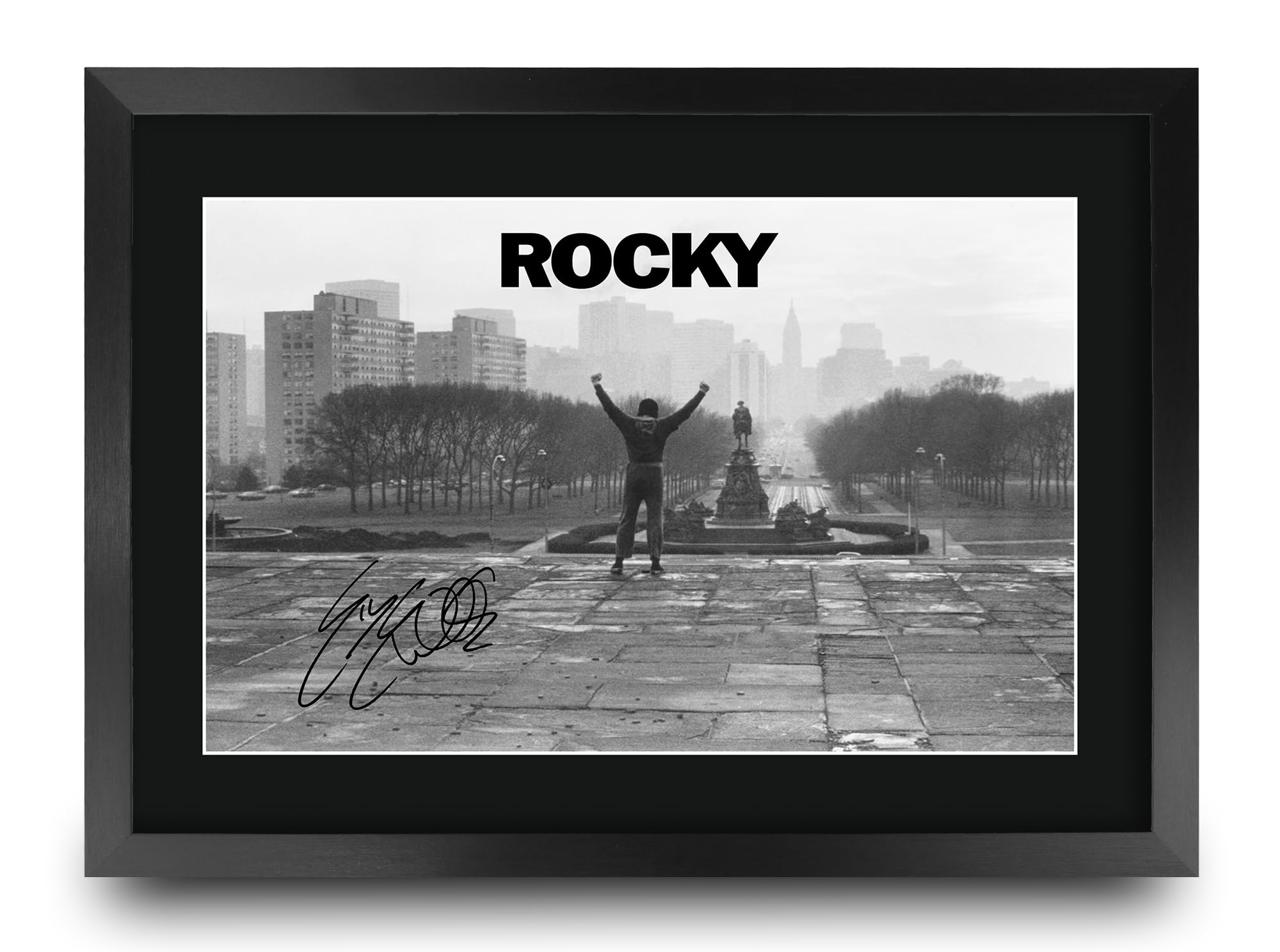 HWC Trading Rocky 1 Scene 1 Gifts Printed Signed Autograph Picture for Movie Memorabilia Fans - A3 Framed