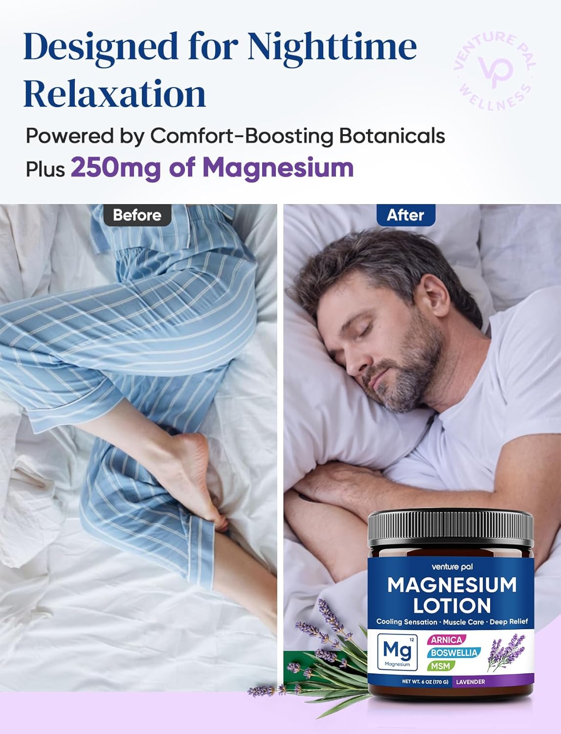 Magnesium Lotion with Arnica, MSM & Boswellia – Cooling Relief & Relaxation, Magnesium Cream for Muscles & Joints – Ideal for Legs or Feet - Safe for Kids – 6 fl oz - Image 5