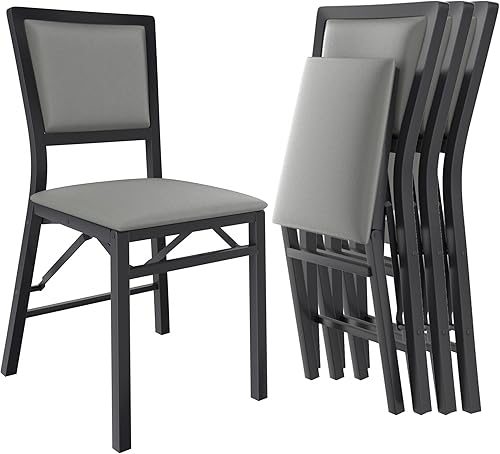 Miniatura 11 de VECELO Juego de 2 sillas plegables con cojín, asientos acolchados plegables con estructura de metal resistente para cocina/comedor/sala de estar