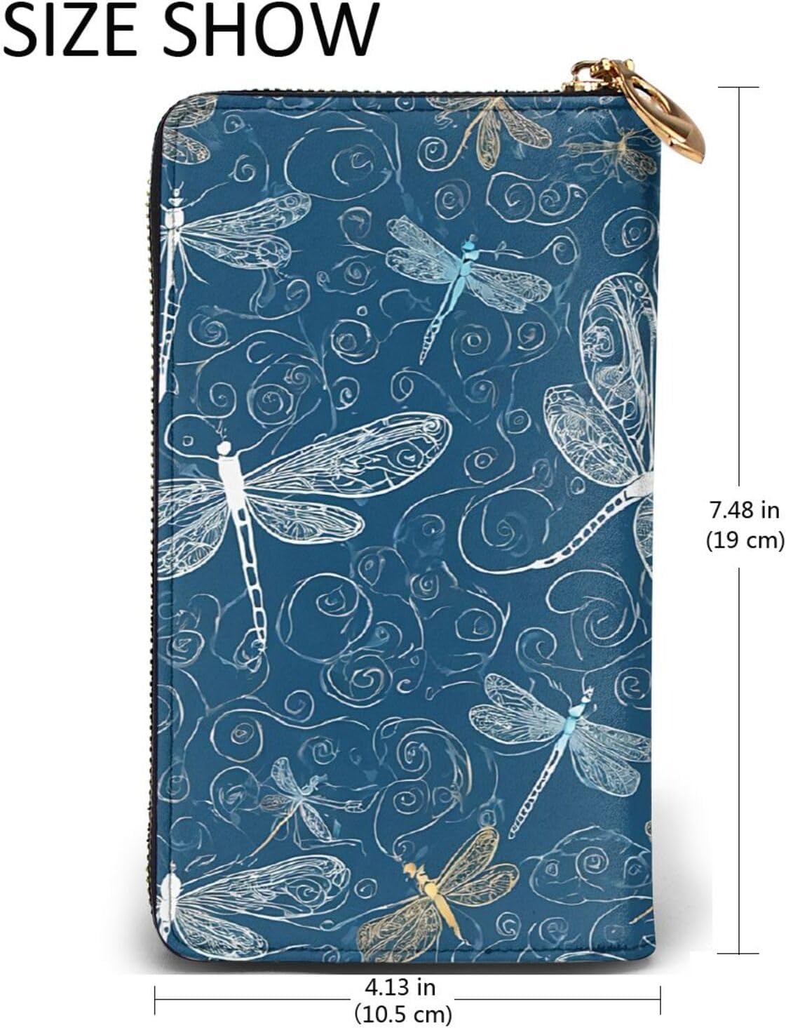Blue Dragonflyfull Width Double-Sided Printed Long Wallet Is A Must-Have For Travel, Portable And Easy To Store In One