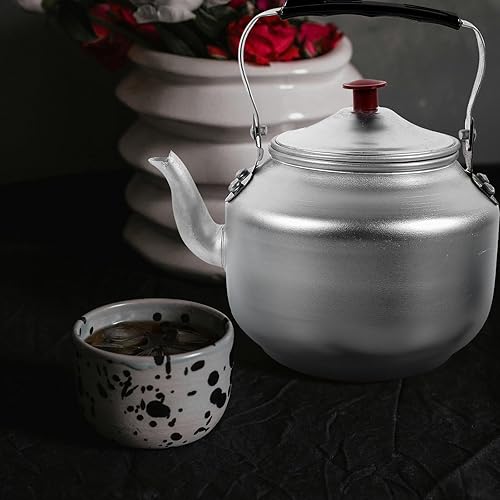 Miniatura 2 de Pequeña tetera portátil de aleación de aluminio con pantalla de filtro Hervidor de té compacto para estufa de gas en el hogar Camping al aire libre