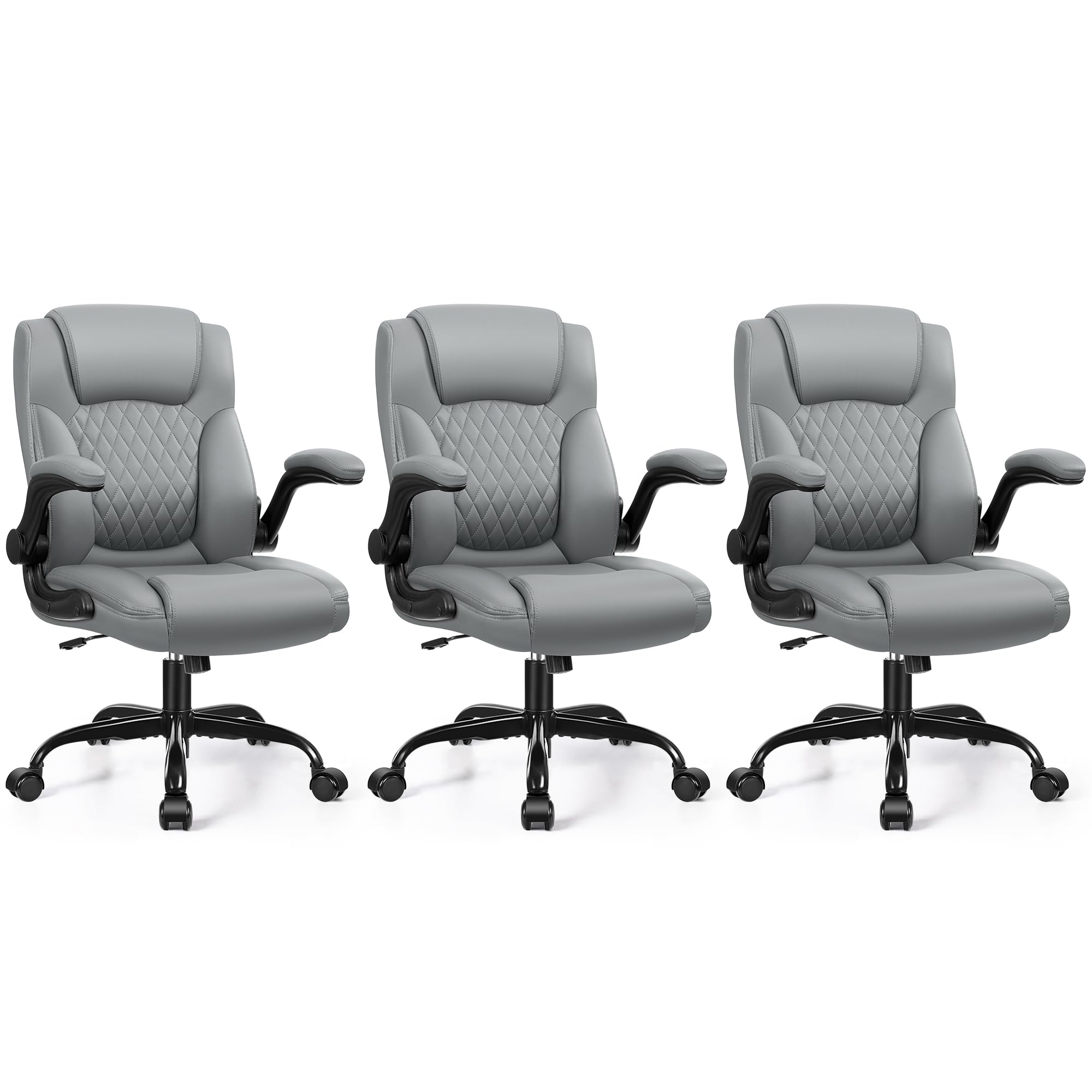 Leather Office Chair, PU Home Computer Desk Chairs with Ergonomic Back Support, 360°Swivel Free，Small Gaming Chair with Wheels and Adjustable Armrests, for Short People Use