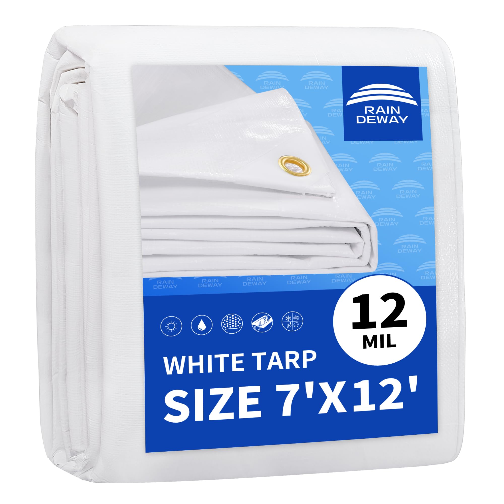 Bâche de camping blanche 2,1 x 3,6 m idéale pour créer un abri d'auto propre