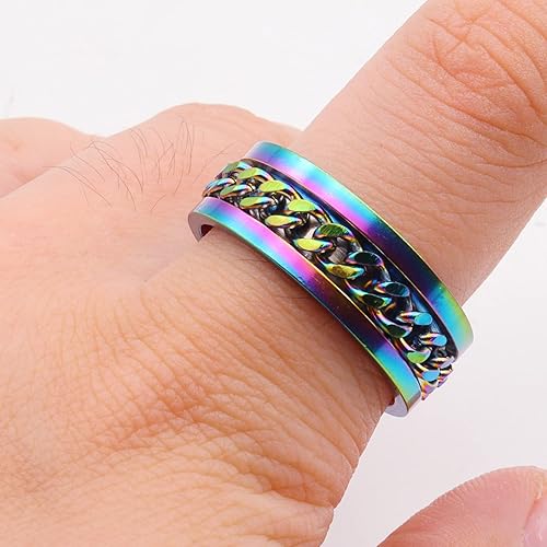 Miniatura 2 de Juego de anillos de acero inoxidable para mujeres y hombres, anillos de ansiedad, luna y estrella, anillo para aliviar la ansiedad y el estrés