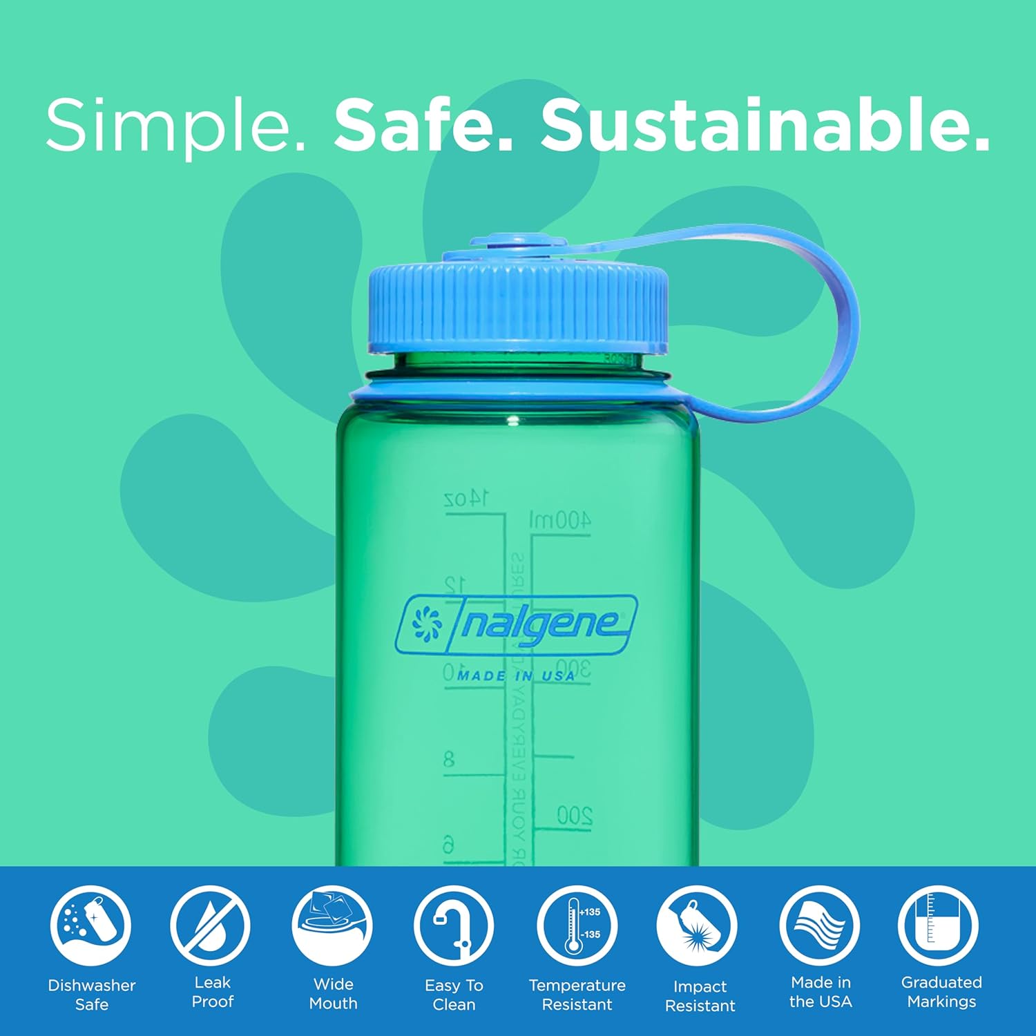 Nalgene 16 oz Pastel Green Recycled Plastic Water Bottle