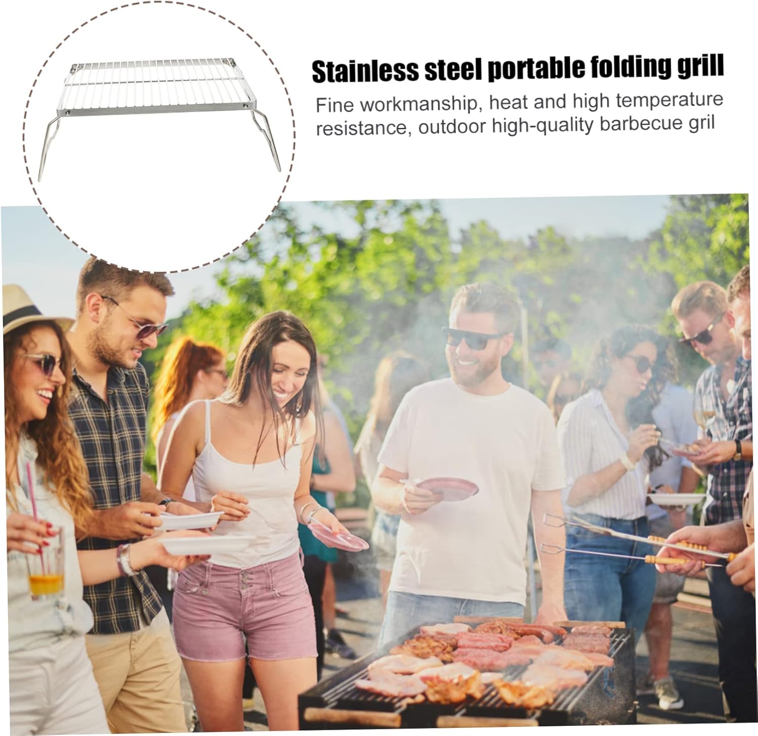 Portable BBQ Grill Camping Grillplate Cooking Rack Retractable Grill Outdoor for Camping