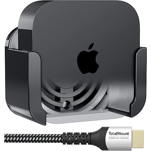 TotalMount for Apple TV – Mount Compatible with All Apple TVs (Premium Black and Gray Mount and Cable)