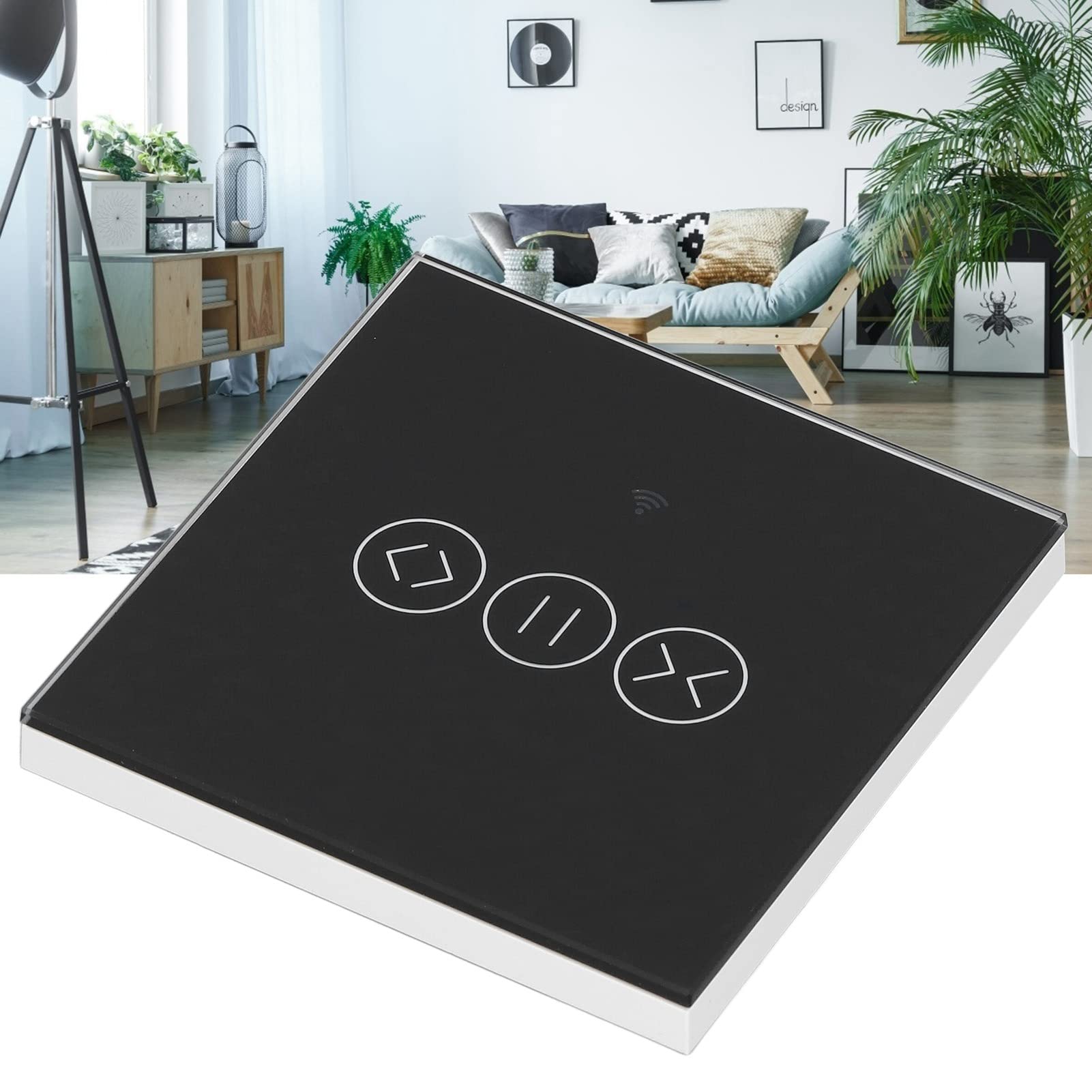 Interruttore per Persiane per Tapparelle Motorizzate,Interruttore per Tende Intelligenti WiFi,Vetro Temperato ABS per Tapparelle(S-Nero)
