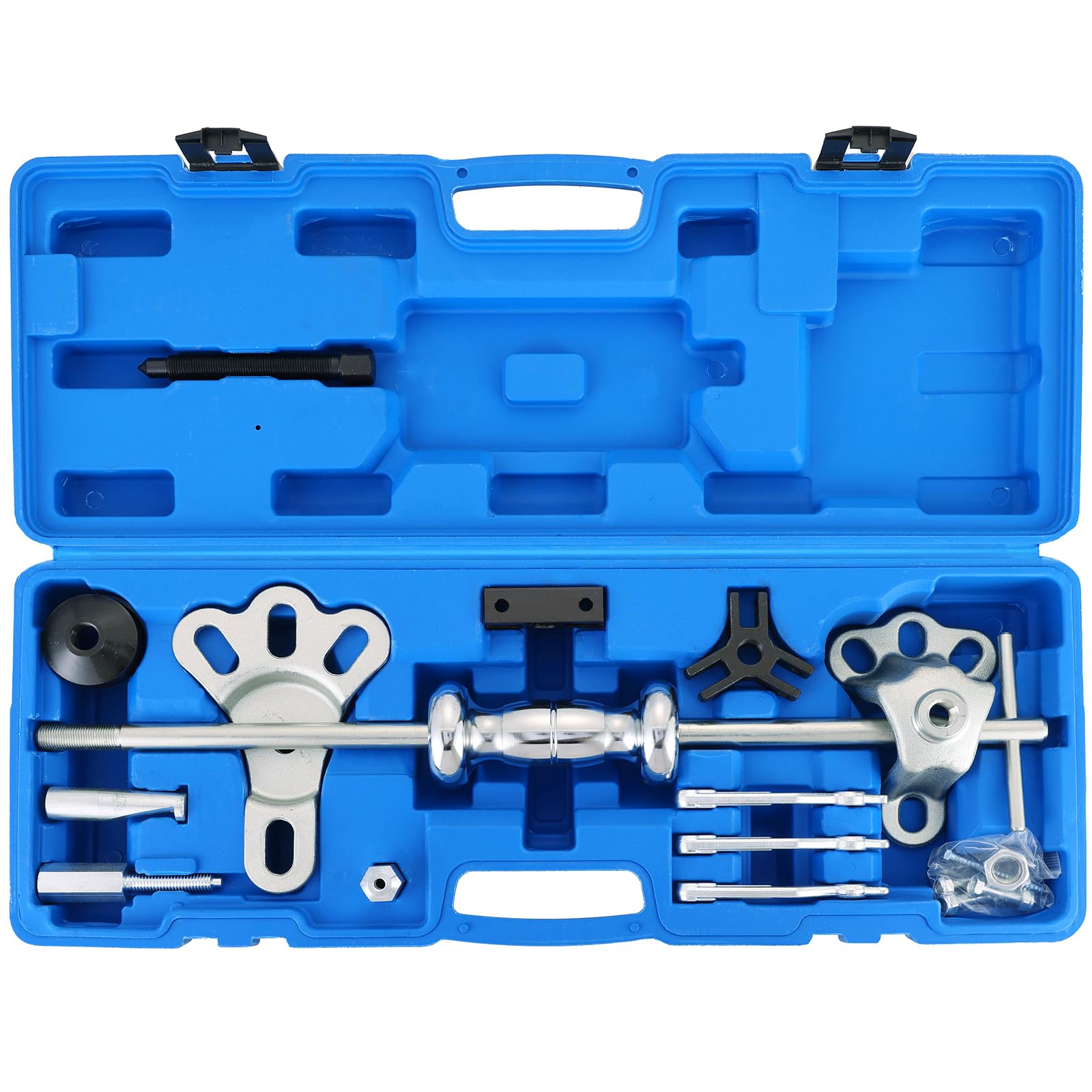 9-way slide hammer puller set | 19pcs front wheel hub bearing remover & rear wheel axle hub dent repare tool kit internal/external slide hammer puller set