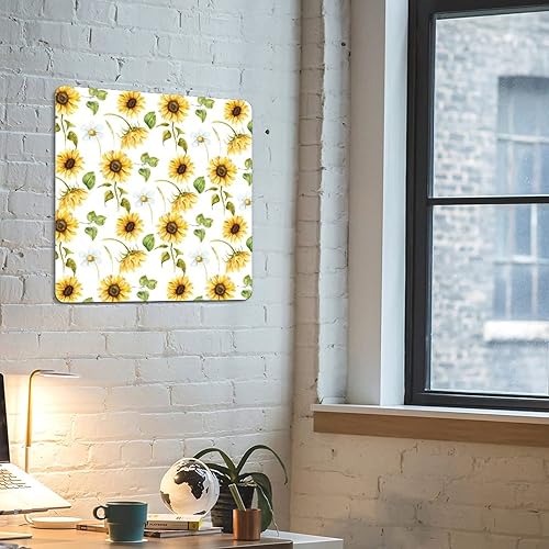 Miniatura 6 de Letrero de metal de girasoles de granja de otoño de 12 x 12 pulgadas, placa de metal retro de granja, girasoles dorados, pintura al óleo, letrero de