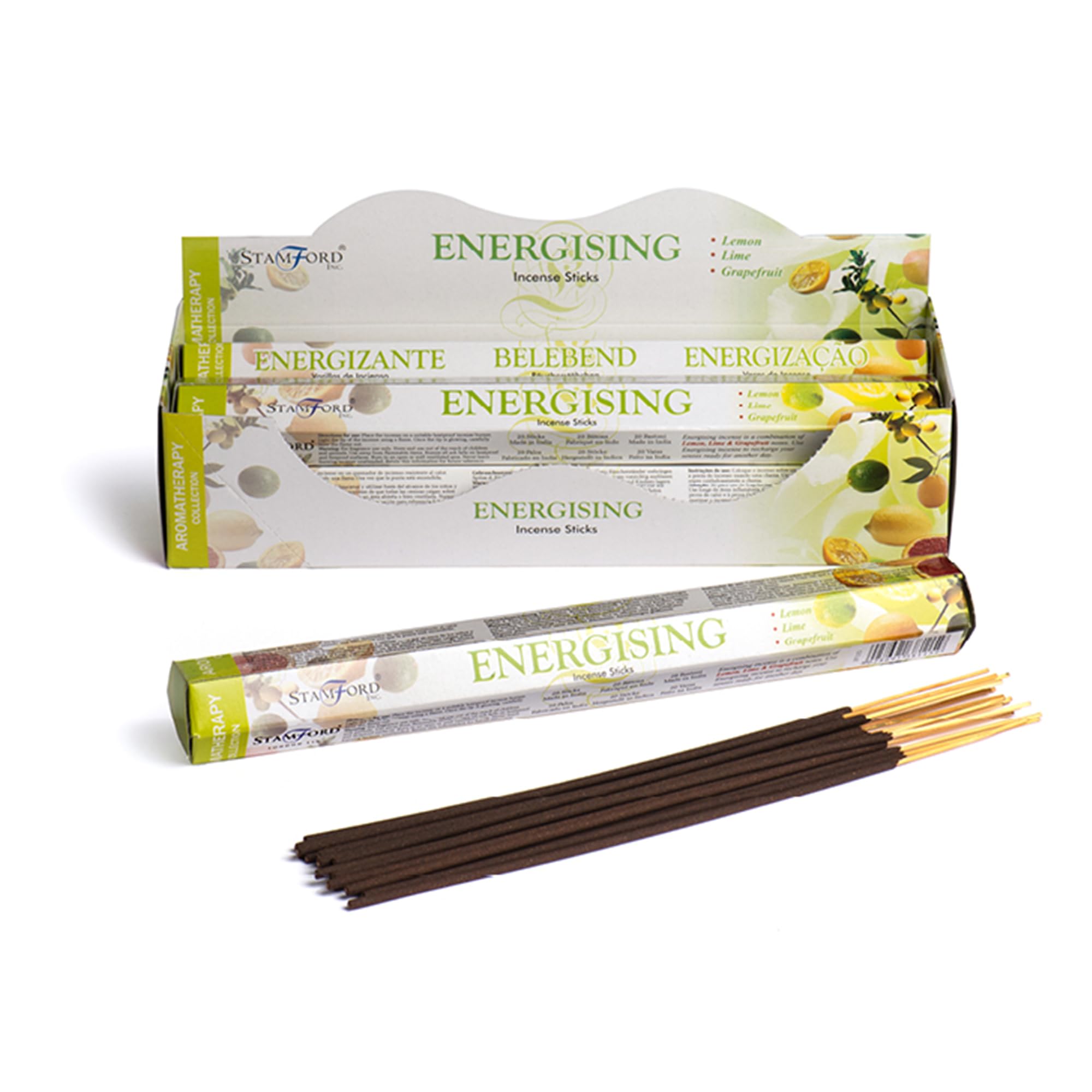 Stamford Premium Incense Sticks 20 Sticks x 6 Packs, Scented Sticks for Meditation & Relaxation, Lavender, Sandalwood, Vanilla, Long-Lasting Fragrance (Energising)